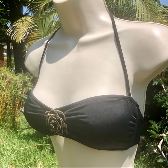 Gold Zipper detail 🖤 Bandeau bikini top 🖤 - Picture 2 of 6